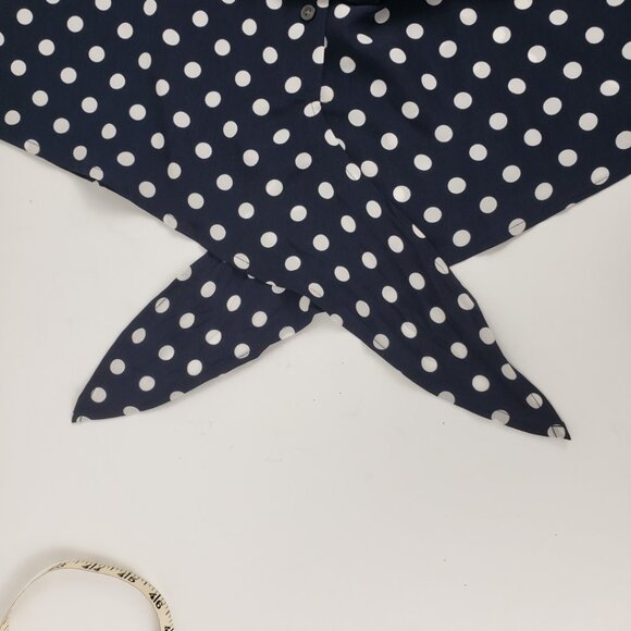 Ann Taylor Petite XSP Navy Blue White Polka Dot Sleeveless Blouse Top NWT Womens - Picture 13 of 13